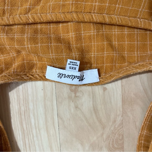 MADEWELL Yellow Peasant Balloon Plaid Top Shirt Blouse XXS - Picture 5 of 6